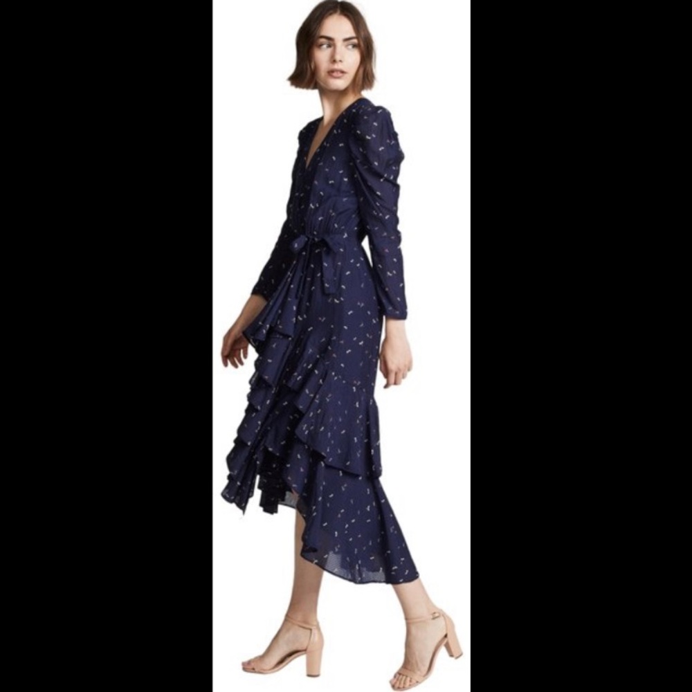 Joie XS Blue Maxi Dress Ruffle Wedding Dress Silk